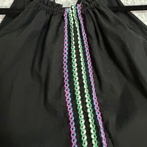 Black Halter Neck Tank Top Embroidered Trim Size L Boho